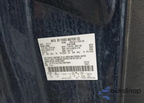 2014 Ford F-150 Xlt z USA, uszkodzony, nr VIN 1FTFX1ET9EFB97883